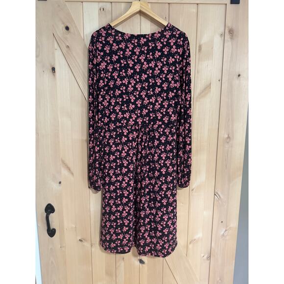 Boden | Hattie Clover Print Long Sleeve Black Pink Jersey Dress | Size 12 - Picture 9 of 13